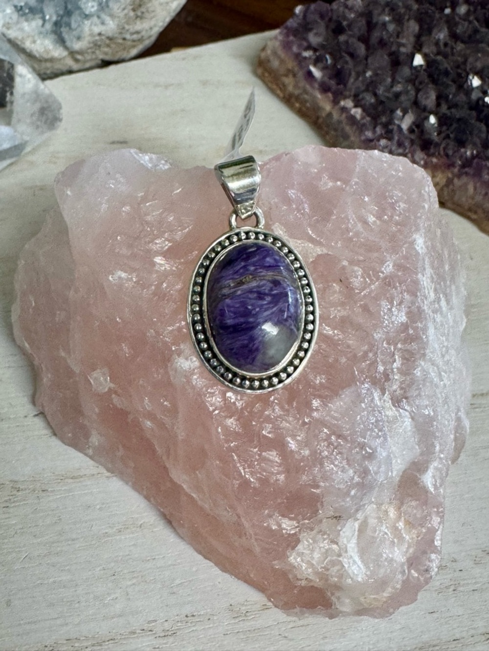 Charoite Sterling Silver Pendant. Rate and unique.